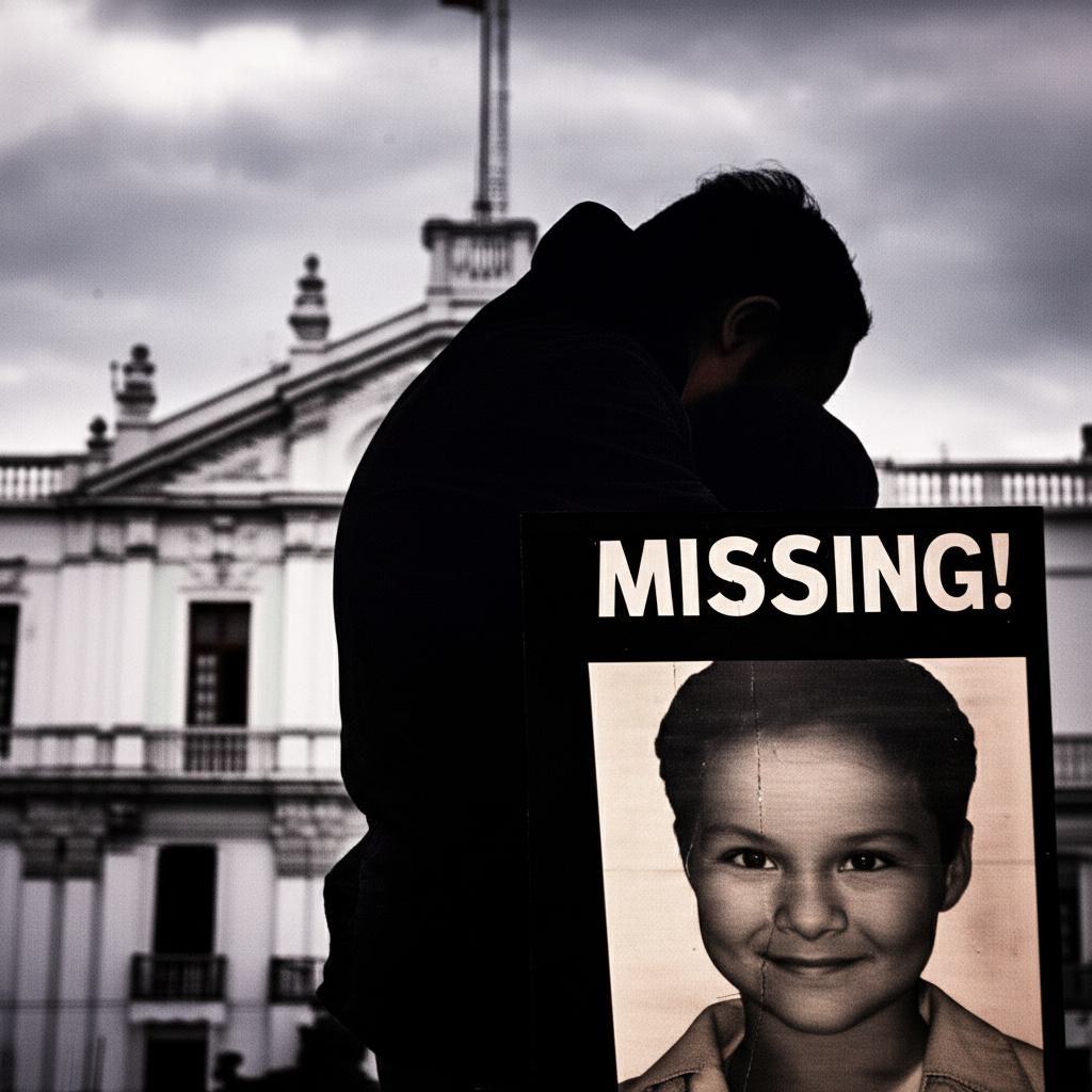 칠레 군부 독재 시절 실종된 아동을 찾는 부모의 상실감과 희망을 담은 사진. 오래된 사진처럼 바랜 색감과 질감이 느껴진다.